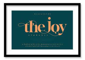 Thejoy premium luxury elegant alphabet letters and numbers. Elegant wedding typography classic serif font decorative vintage retro. Creative vector illustration