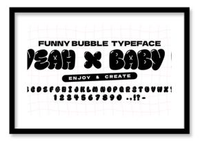 Bubble abstract shapes alphabet font. Funky balloon organic typeface in trendy retro y2k style.