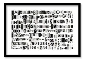 Newspaper clippings alphabet