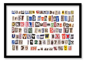 newspaper alphabet isolated