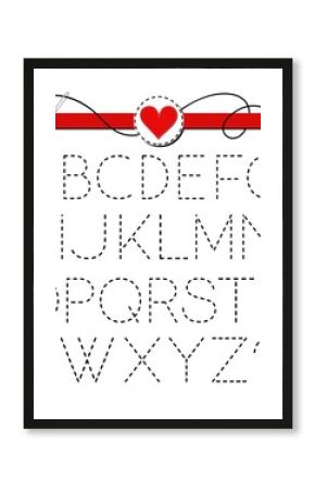 igła z nitką wyszywany alfabet na białym tle
