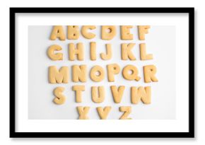 Cookie alphabet on white background