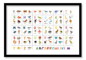 Cute vector zoo alphabet. Abc animals