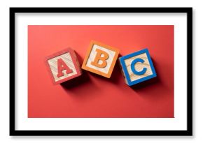 A, B and C wooden blocks