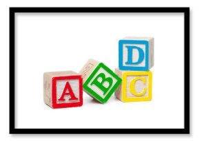 Wooden alphabet blocks isolated on white background