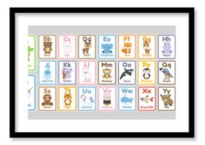 Cute kawaii animals alphabet letters for kids