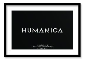 Humanica, an Abstract technology futuristic alphabet font. digital space typography vector illustration design