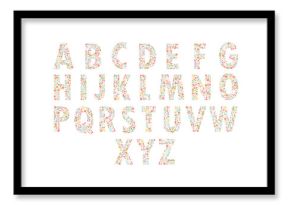  Cute floral alphabet vectors. Flowers motif.