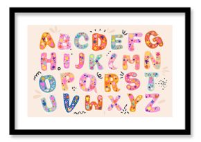 Hand drawn modern childish alphabet letters. Creative colorful design. All letters are isolated.