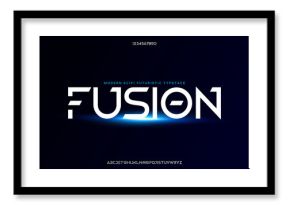 Fusion, an Abstract modern minimalist geometric futuristic alphabet font. digital space typography vector illustration design