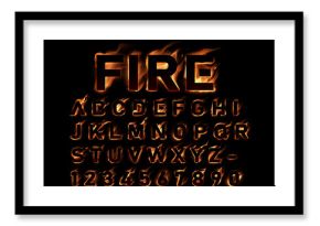 Fire alphabet on black background