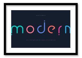 Modern colored font for logo on black background. Colorful letters with dots, flat cartoon style vector lowercase alphabet for creative logo, awesome monogram and lettering.