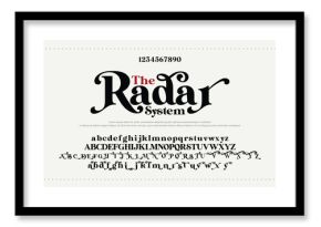 Vintage luxury wedding alphabet letters font. Typography elegant classic lettering serif fonts and number decorative logo retro with tails concept. vector illustration