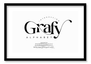 Grafy typography beauty fashion elegant minimalist serif italic fonts decorative wedding vintage retro logos. Minimal luxury font alphabet logo. Vector illustration