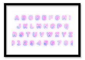 alphabet letters and numbers neon lights glowing font on transparent background,png uppercase letter pink and blue design element
