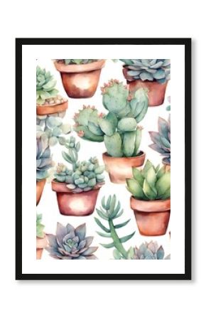 retro illustrations book greeting banners card hand drawn pots graphic logo watercolor tee succulents fabric set postcard background pattern emblems shirt succulent garden painted illustration poster