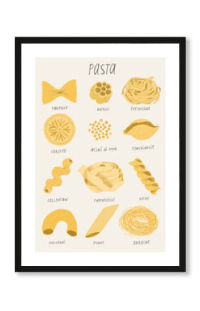 Illustration with different types of pasta