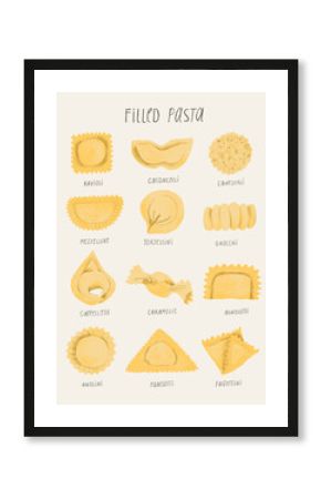 Different types of Italian filled pasta