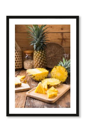 pineapple on the wood  background