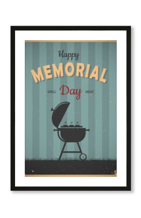 Happy Memorial Day. Barbecue weekend. Vintage barbecue poster design. BBQ
