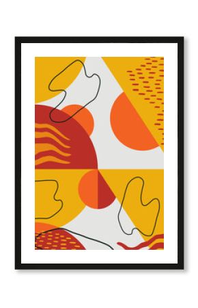 Retro Geometric Abstract Art, Colorful Shapes Wall Decor, Mid-Century Modern Illustration for Posters, Cards, and Prints