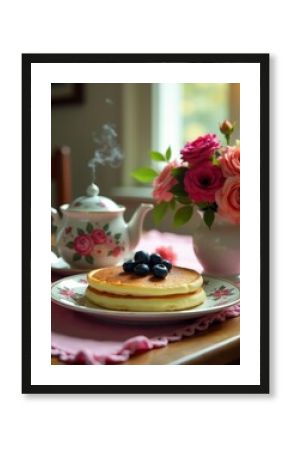 romantic breakfast surprise awaits special Mother testament to the love and care of her family delicate teapot adorned with intricate floral patterns stands ready to serve steaming cup of tea while go