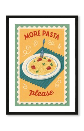 Retro Pasta Illustration with Playful Typography