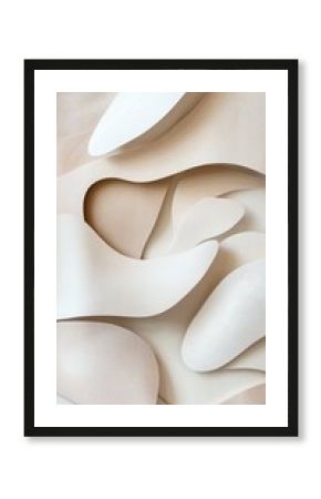 Abstract paper cutout art: organic curved shapes in a calming neutral tone palette.