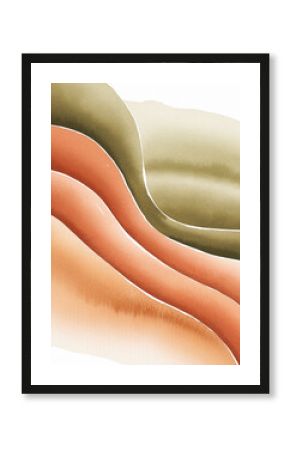 A painting of a wave with a green stripe
