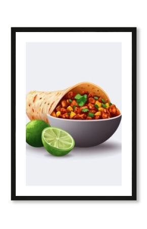 Art Nouveau Global Street Food Set Featuring Fajita   Vintage Style Food Illustration   Culinary Design with Modern Twist