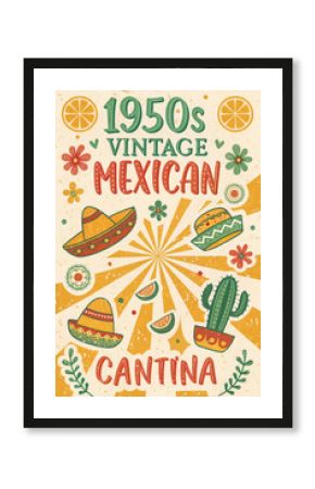 1950s vintage mexican cantina poster
