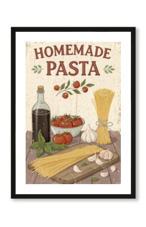 Homemade Pasta Vintage Italian Poster