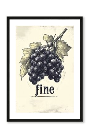 vintage aged illustration of grapes vine 