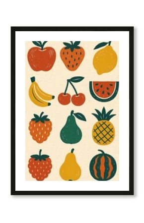 Colorful vintage fruit illustration