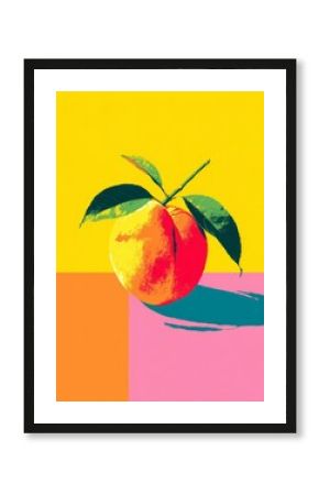 Bright single peach with colorful smooth gradients and bold shadow effects on clean background evokes vintage pop poster look