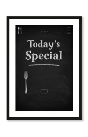 Classic black chalkboard displaying 'Today's Special' with hand-drawn chalk cutlery, perfect for restaurant daily menu or cafe promotional announcements.