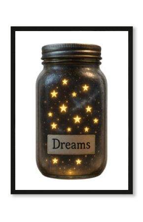A jar filled with stars and the word "dreams" written on it