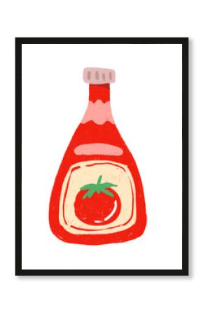 Crayon drawing of a ketchup bottle design for templates.