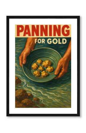 Panning for Gold Vintage Poster