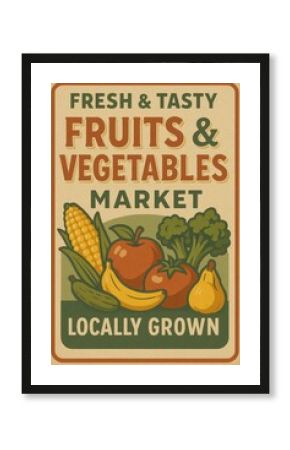 Vintage Fruits and Vegetables Market Poster