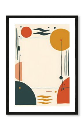 Abstract geometric shapes and lines on a cream background