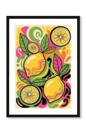 Vibrant Retro Lemon Illustration - Fresh, Juicy, and Zesty Design.