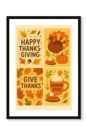 Warm Thanksgiving Autumn Poster Set