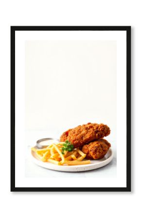 advertising image of fried chicken with blank copy space for text. poster background concept