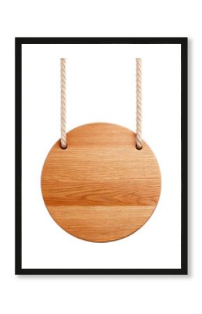  Wood sign board with rope isolate background