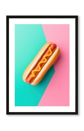 Retro 80s Airbrush Hot Dog: Neon Diner Vibes, Pastel Pink & Teal