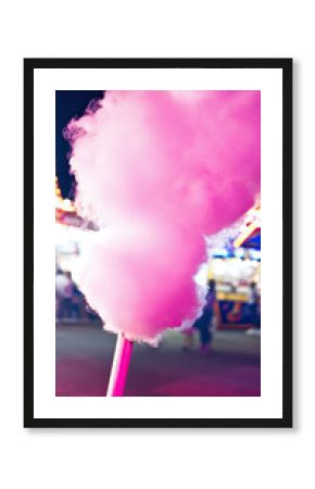 classic boardwalk carnival poster with cotton candy and bright lights