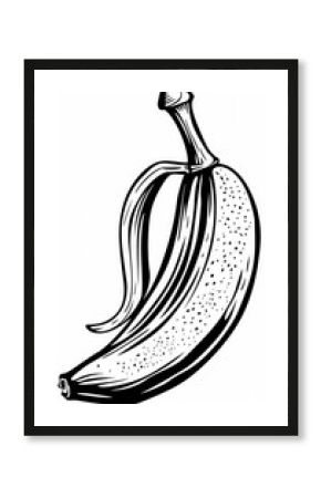 A peeled overripe banana in black and white. Perfect for food illustrations, health and wellness content, or comedic slip-and-fall scenarios.