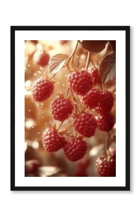 Ripe raspberries on a light background.