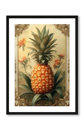 A colorful pineapple on a light creative background.